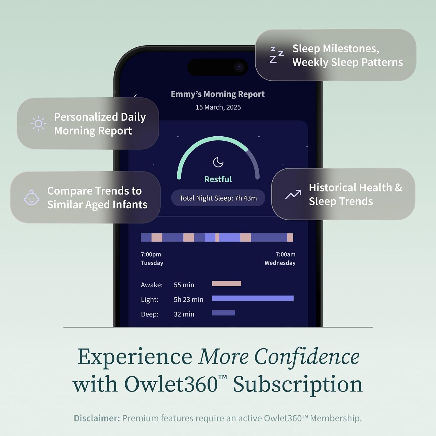 Owlet Dream Sock Smart Wearable Baby Monitor Tracks Heart Rate & Oxygen in Real Time Parents Receive Alerts, Sleep Insights & More via App - Dusty Rose