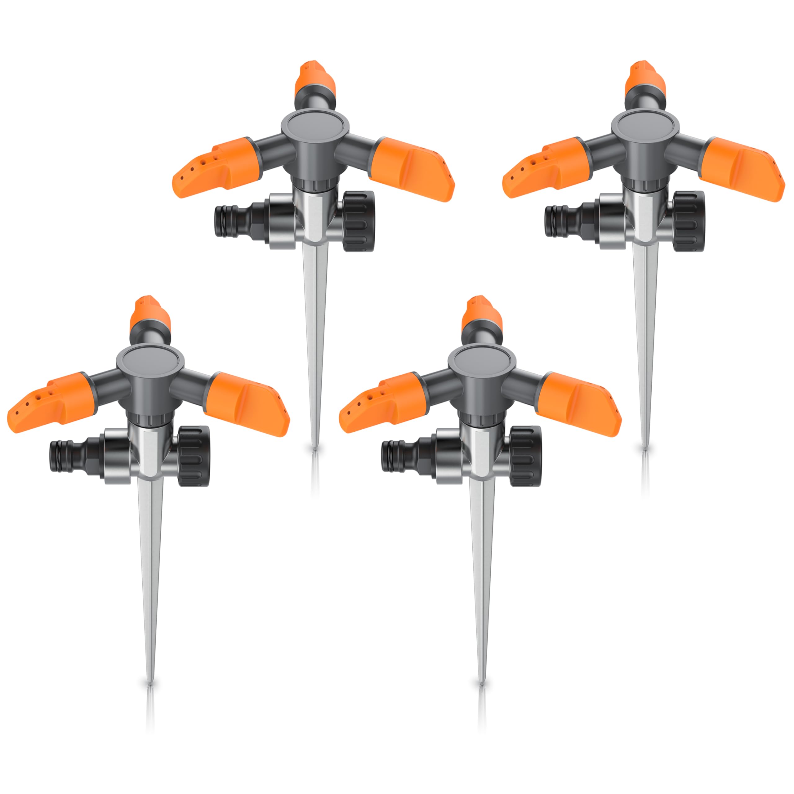Brandson - Rasensprinkler 3/4 Zoll - mit Erdspieß – Rasensprenger 360 Grad Viereckregner Flächenregner Sprühregner - Sprinkler mit 3 Arm – Einstellbarer Winkel 45° - 90°