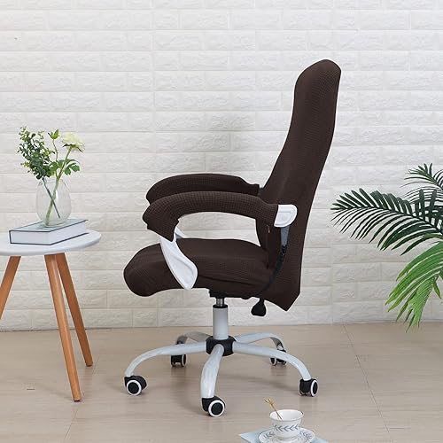 Miniatura 3 de FORCHEER Funda para silla de oficina, repelente al agua, de jacquard, reposabrazos giratoria, extraíble, elástica, universal, para silla de