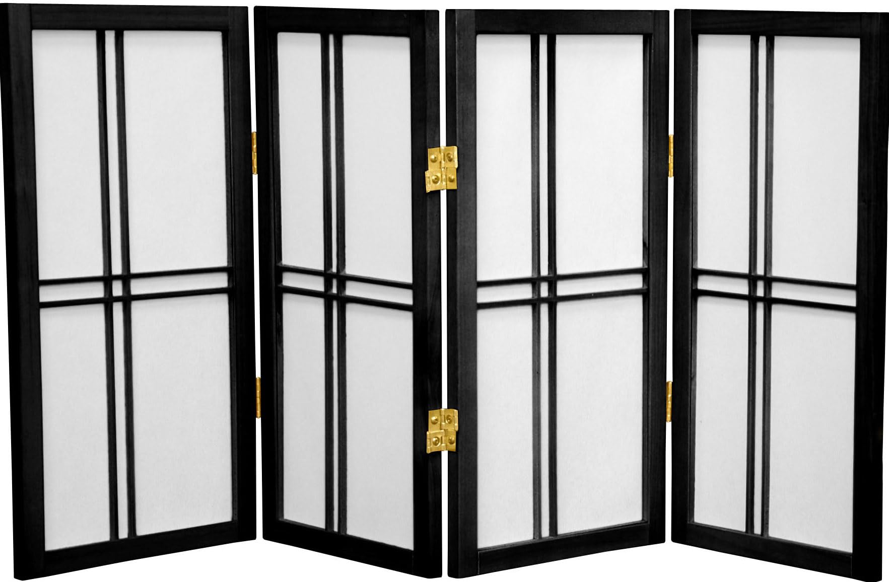 2 ft. short desktop double cross shoji screen - black - 4 panels
