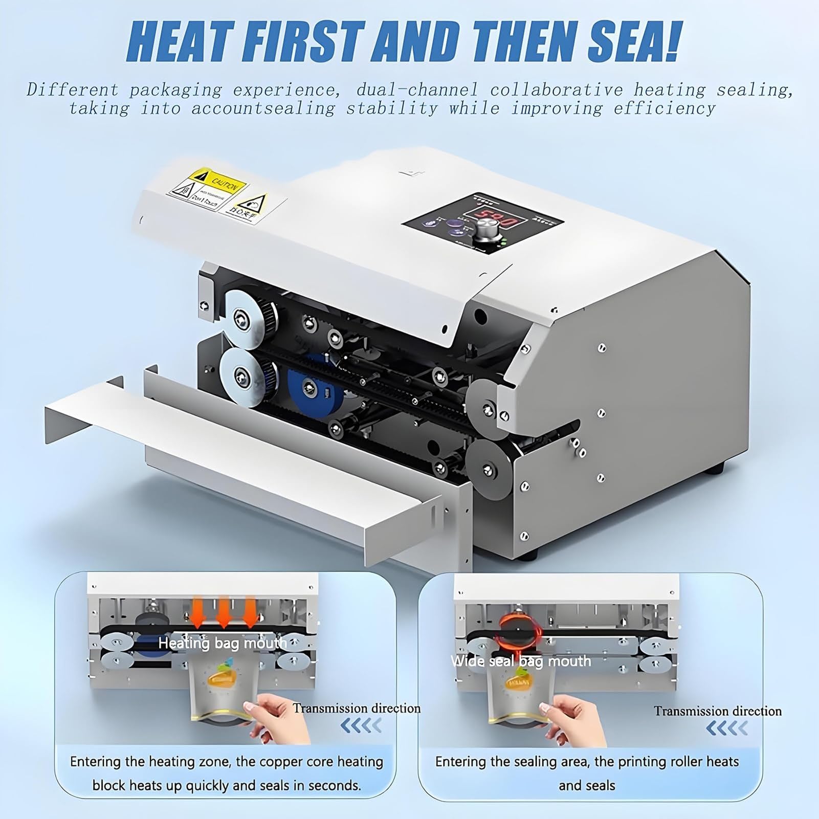 Sigillante continuo automatico della banda con la temperatura e la velocità regolabili per la sigillatura commerciale del sacchetto di plastica