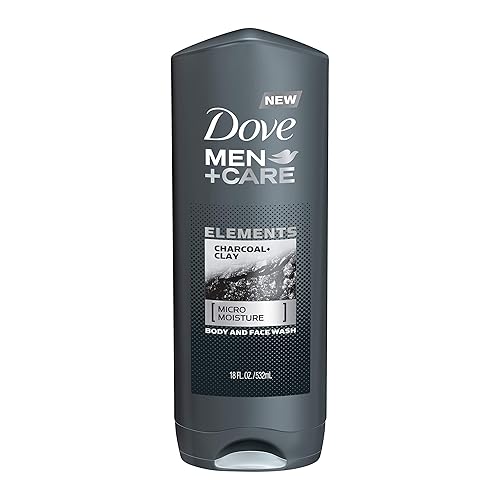 DOVE MEN + CARE Elements Gel de baño carbón + arcilla, elimina eficazmente las bacterias mientras nutre tu piel, gris, 18 onzas líquidas (paquete de
