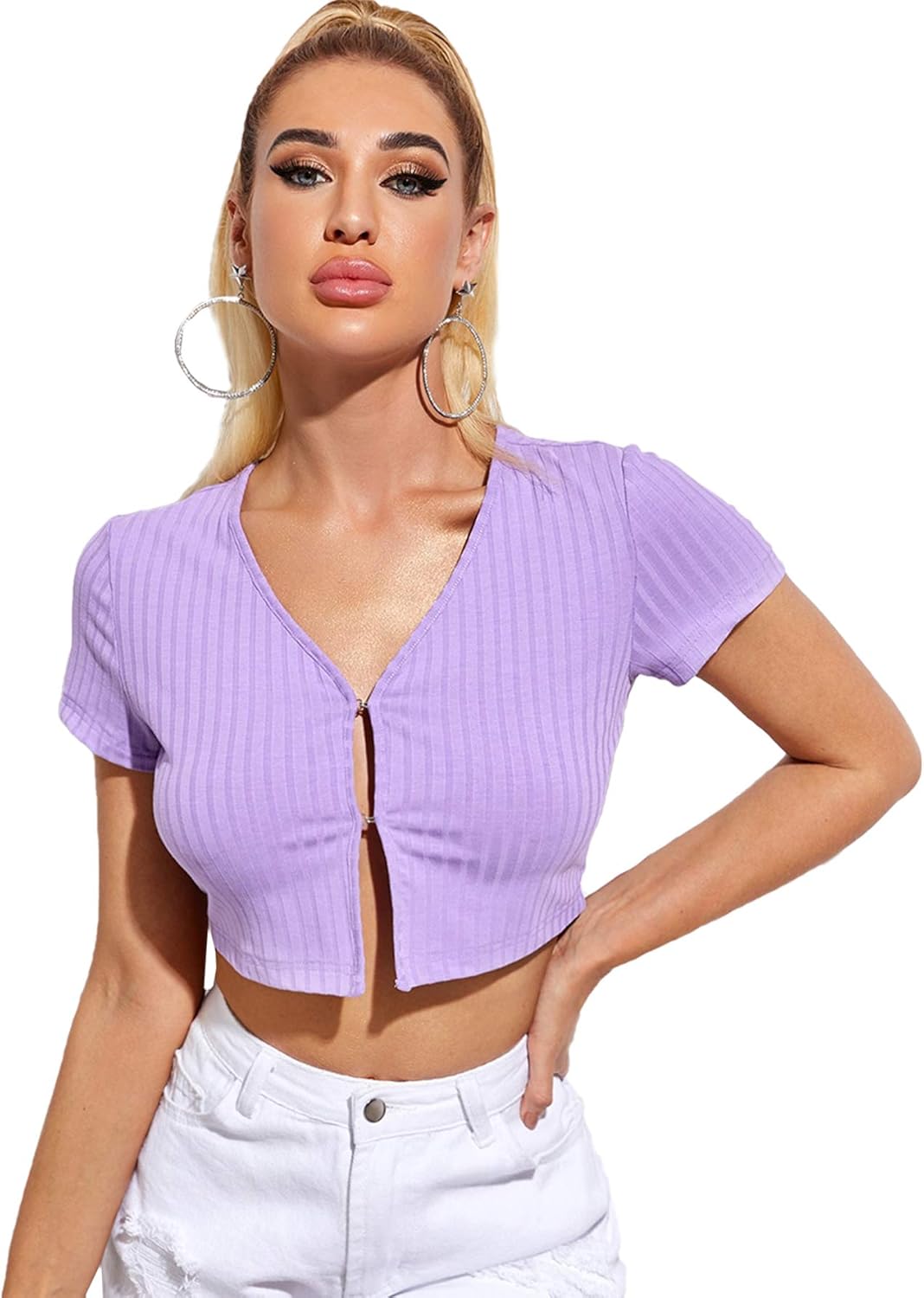 Short sleeve sweater crop top Clearance