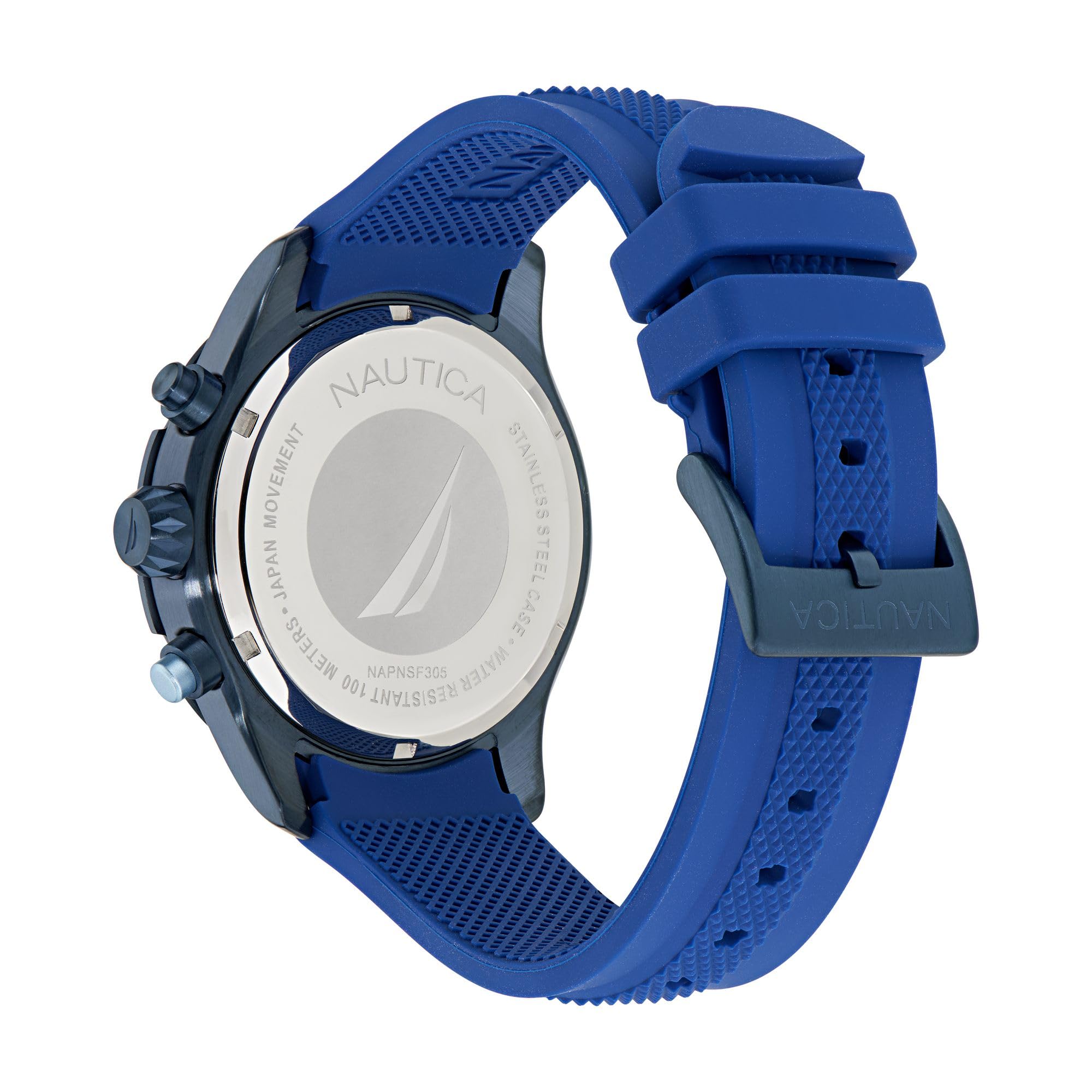 Nautica Reloj cronógrafo NST de 46 mm para hombre, azul/azul/azul, Relojes