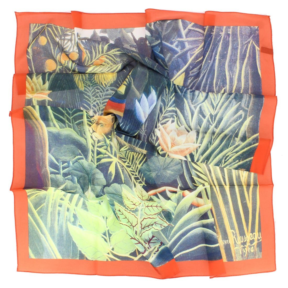 Carré 90 Rousseau La Jungle en soie multicolore, l'excellence de l'artisanat fabriqué en France