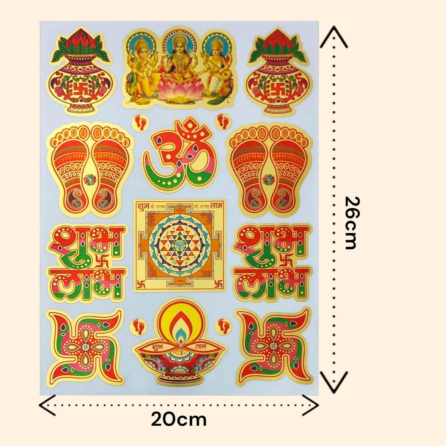 Shubh Labh Pooja Stickers - Om, Swastik & Lakshmi -4