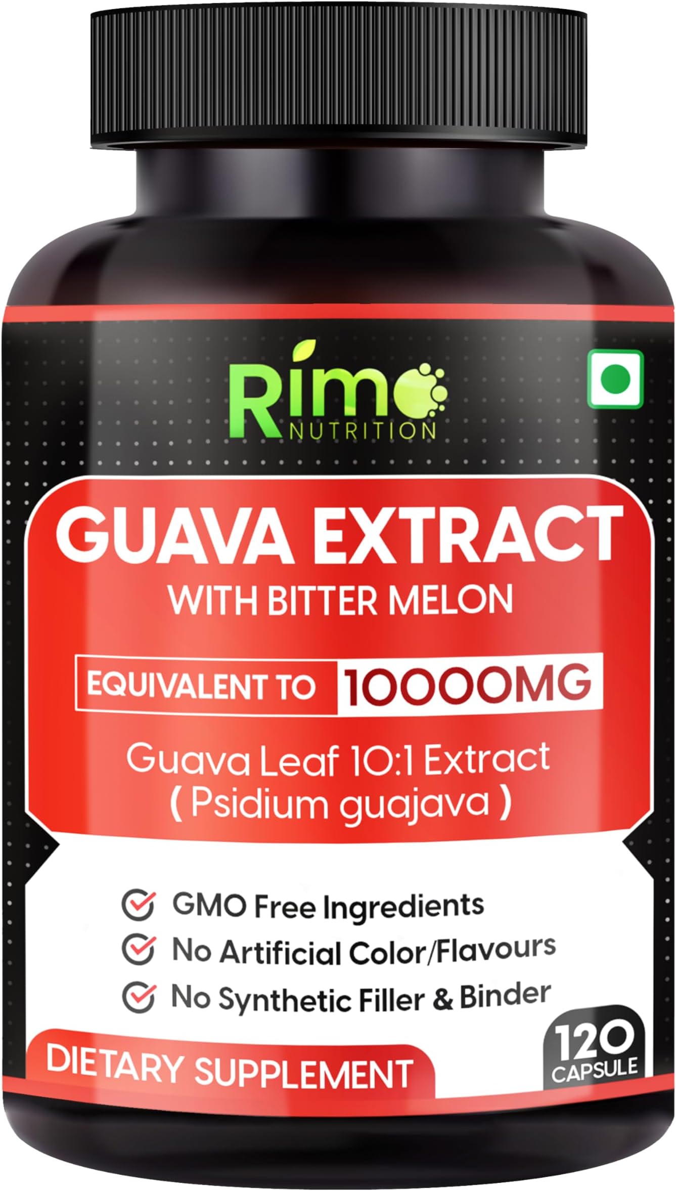 Guava Leaf Extract with Bitter Melon 120 Veg Capsules 1000 mg Per Serving (120 Capsules, Guava)