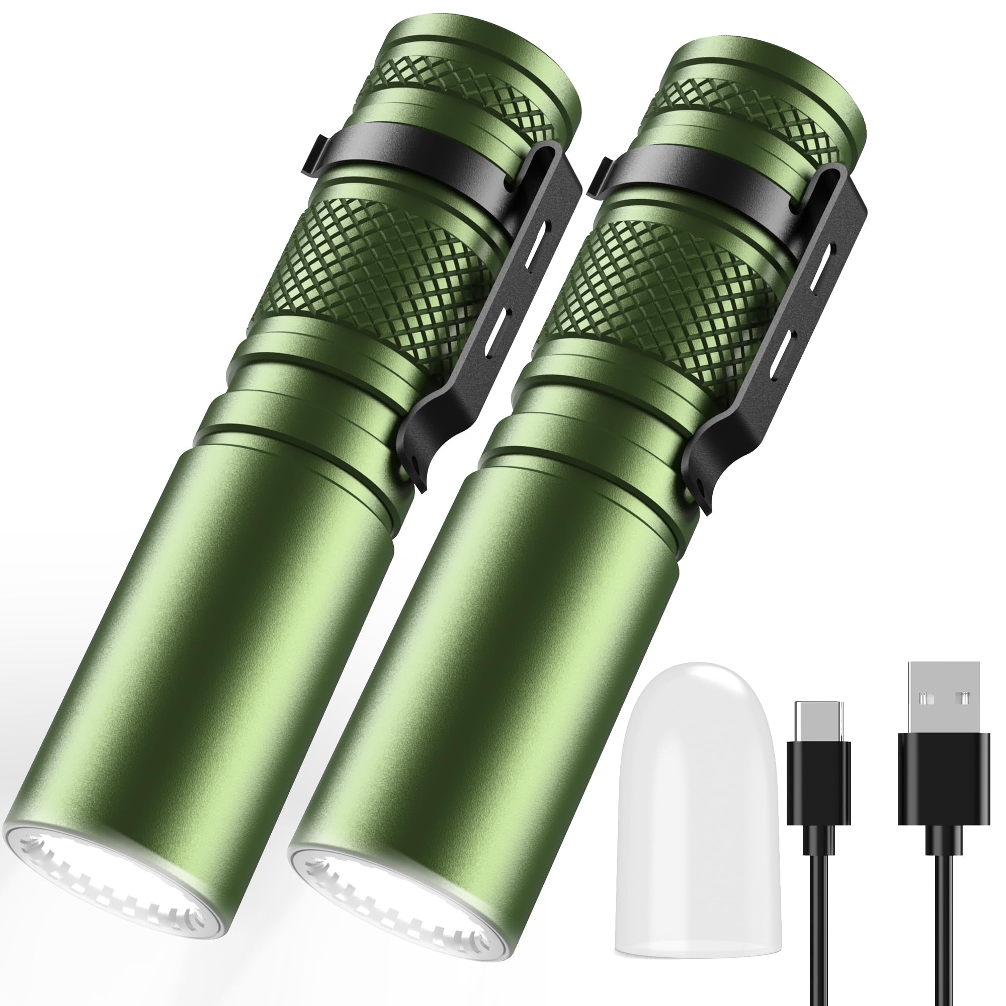 SIXRAY EDC LED-Taschenlampe, 500 Lumen, Taschenlampe, mit Clip, Stroboskop-Modus, Lampenschirm, Camping-Taschenlampe, Outdoor, tragbares Blitzlicht