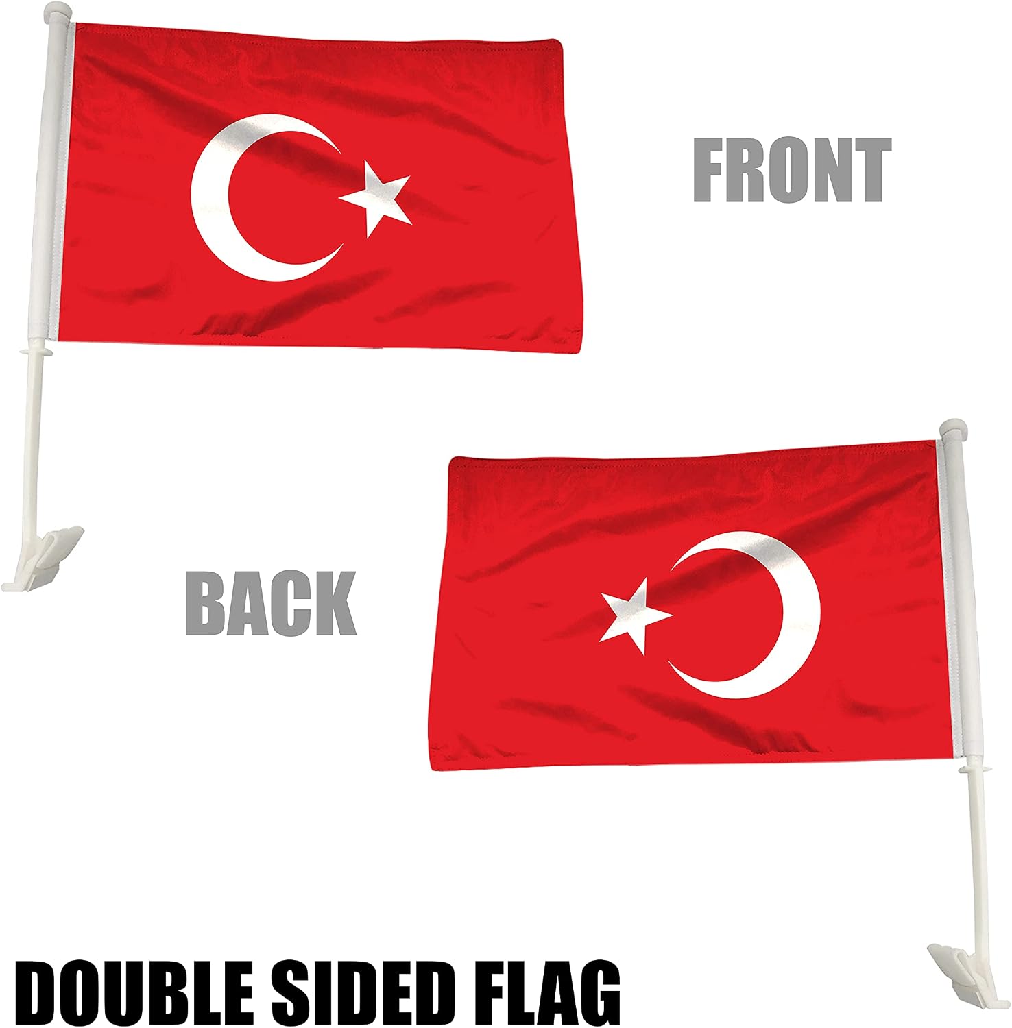 Mexico Car Flag Window Clip Flag 18” X 12” Including Poles for Patriotic, Sports Events, Parades (Polyester, (Premium - Double Side Printing, Pack of 5))