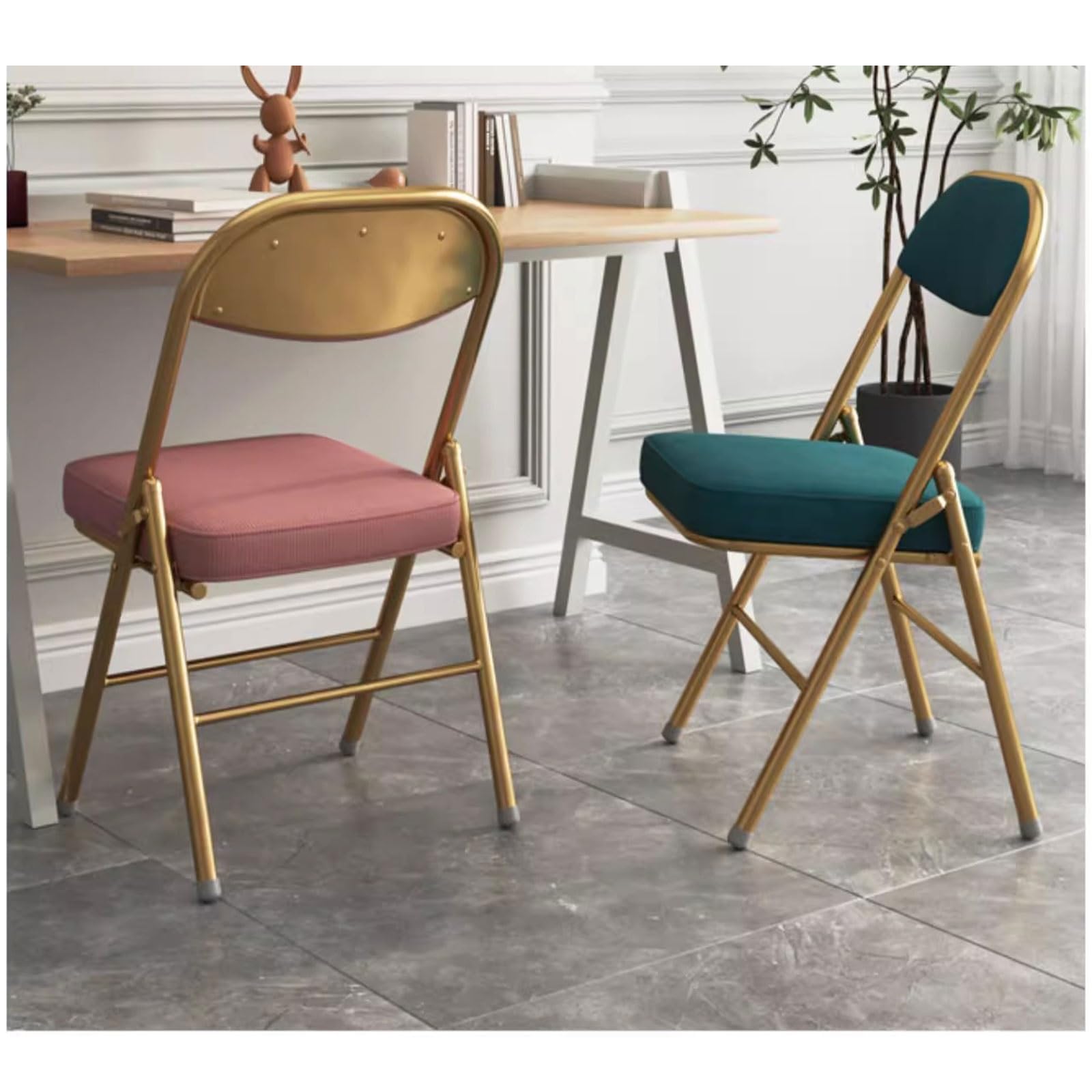 Amazon.com: YCKEGEW Velvet Fabric Modern Folding Chair Padded Seat