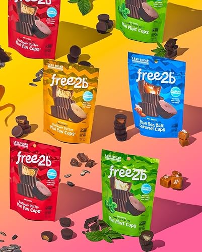 Miniatura 4 de Free2b - Tazas de caramelo con sal marina, seguras para la escuela y aptas para alérgicos, sin gluten, sin lácteos, sin nueces y sin soja, chocolate