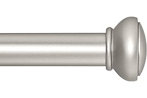 Single or Double Window Curtain Rods with Rounded Finials