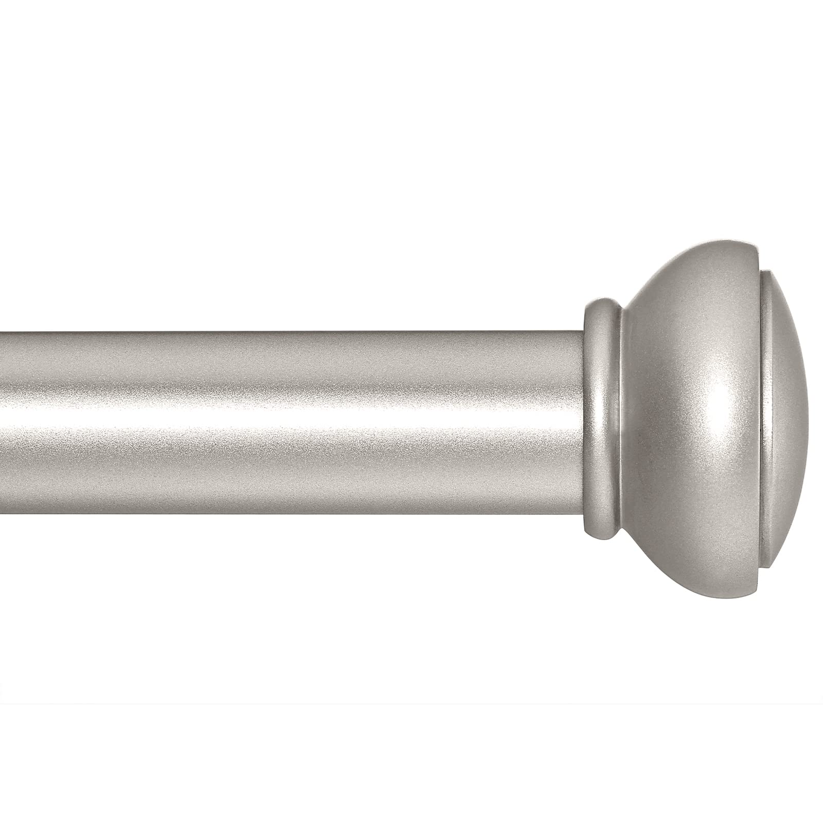 SIMEWIN Curtain Rods for Shower Curtain Rod. 43 to 73 Inches Adjustable 1 Inch Diameter Decorative Single Window Curtain Rod Set with Rounded Cap design Finials, Silver