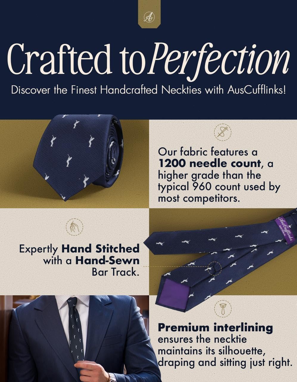 AUSCUFFLINKS Golf Sports Ties | Golfer Woven Skinny Neckties | Golf Player | Work Ties for Him | Bday Present for Guys (Golf Swing)
