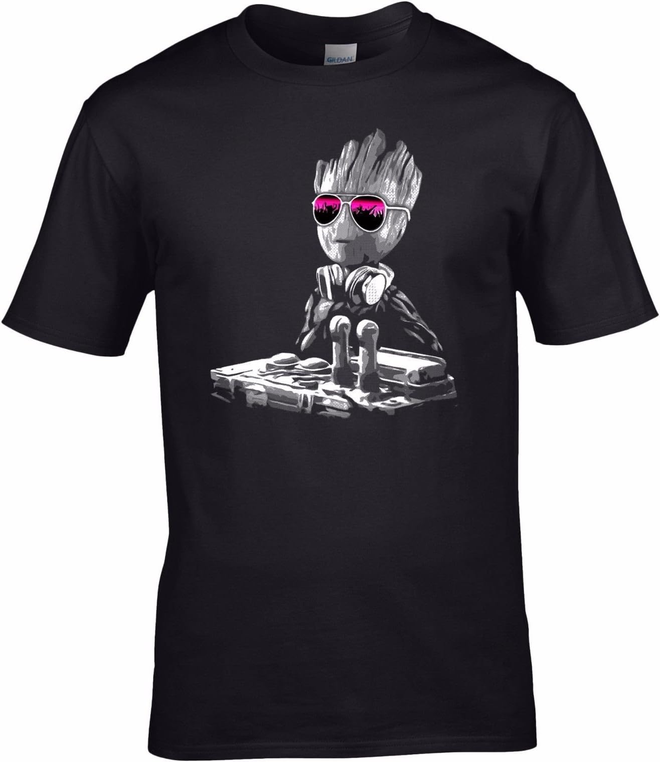 UKPrintwear DJ Baby Groot Mixing Deck + Sun Glasses T Shirt