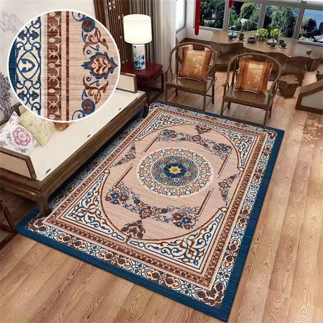 Tapis bureau bleu vintage 200x250cm pour créer un espace d'étude ado cosy