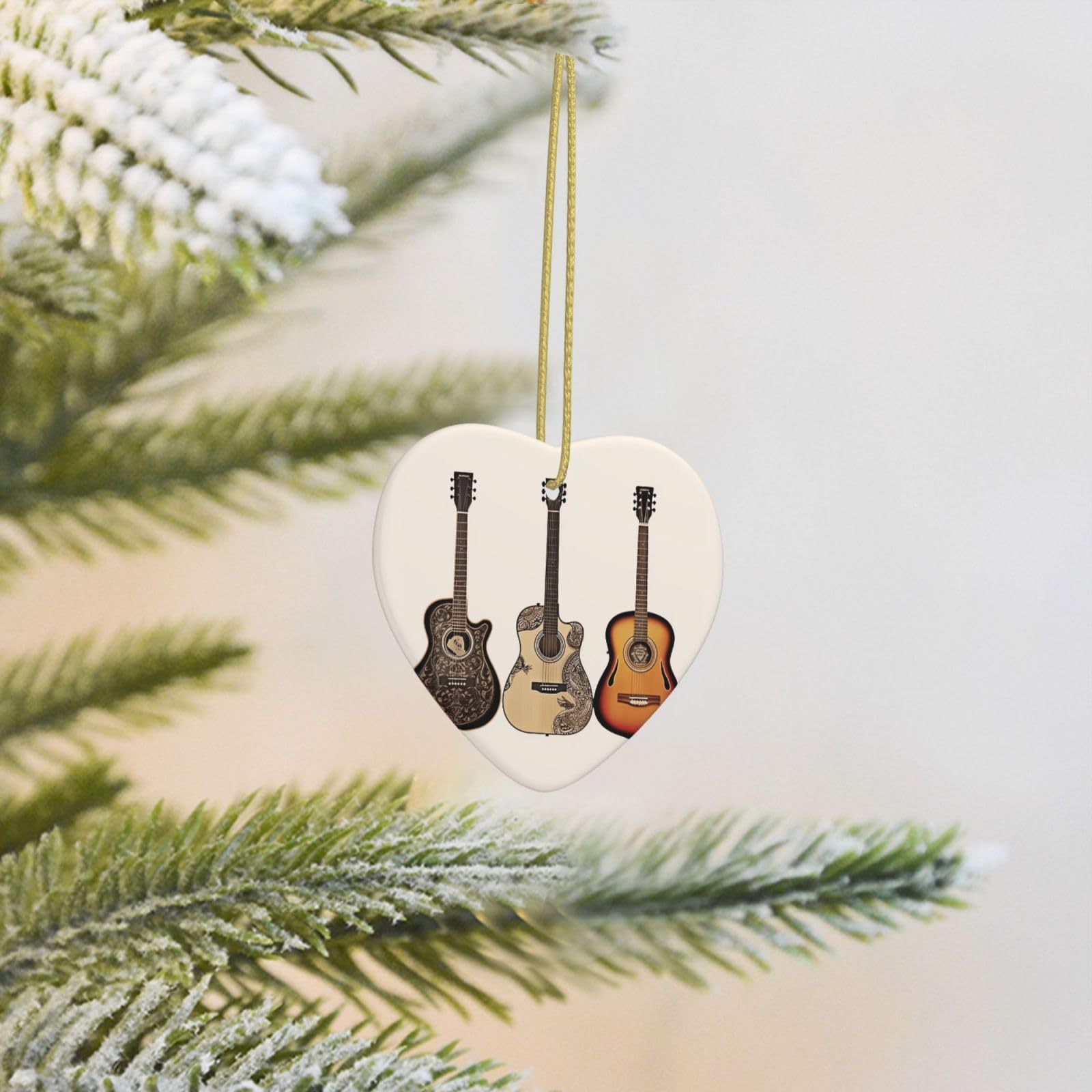 2025 Christmas Tree Decoration Hanging Heart Ornament Guitar Ceramic Ornaments Christmas Tree Decorations Round Pendants for Xmas Tree Winter New Year Party Supplies