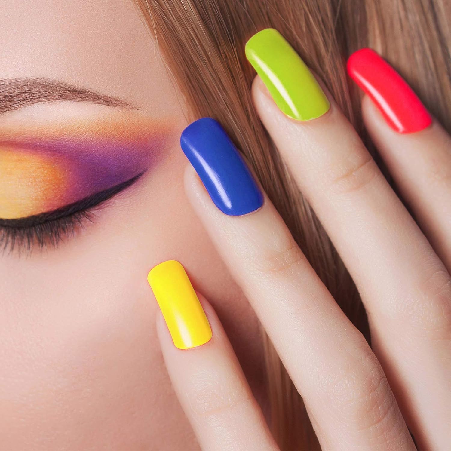 30 Sets 720 Pieces Medium Square Press on Nails Fingernails Glossy False Nail Full Cover Artificial Fake Nail Colorful Acrylic Nail Kit for Nail Design Salon (Assorted Colors)