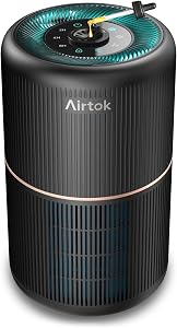 AIRTOK Luftreiniger, Luftreiniger Allergiker mit Aromatherapie, HEPA Luftfilter gegen Schimmel Staub Pollen Gerüche, 99,97% Entfernung bis 0,1 Mikrometer, Nachtlicht, Kindersicherung, Timer, 25dB