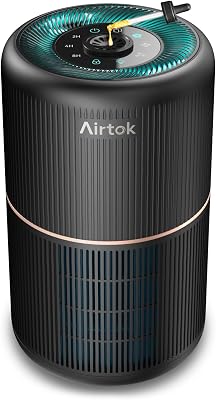 AIRTOK Purificador de Aire, Purificador de Aire Con Esponja de Fragancia, Filtro HEPA Para Alergias, Humo, Caspa De Mascotas y Olores, con Luz nocturna, temporizador, bloqueo para niños, 25dB