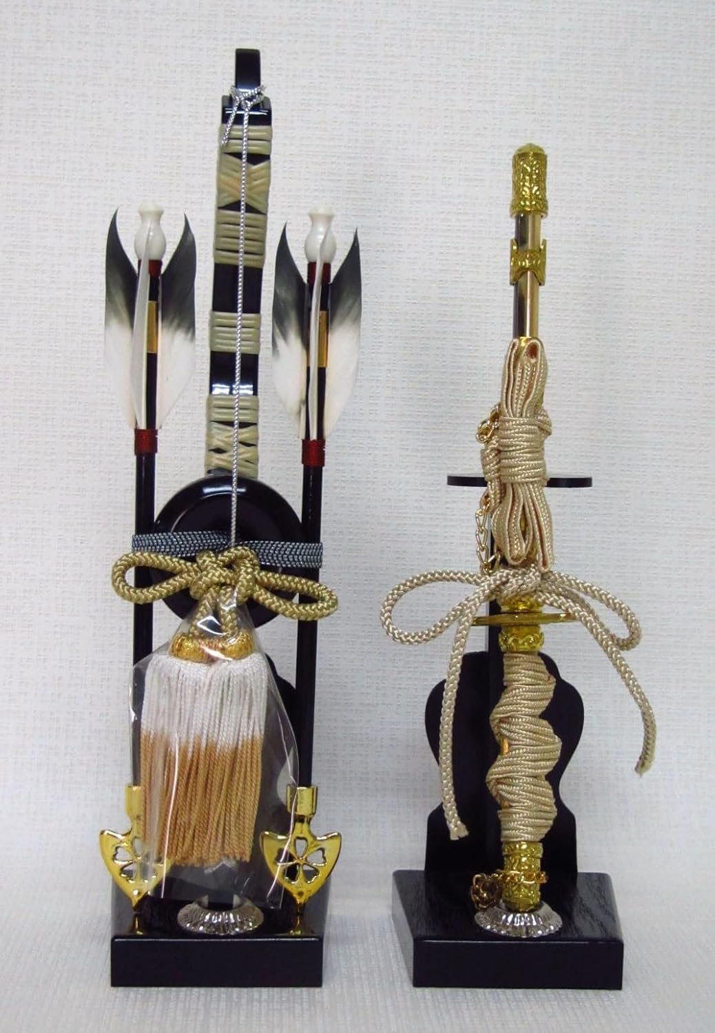 五月人形用道具 弓太刀8号 J-08 高さ29cm コンパクト 木製台