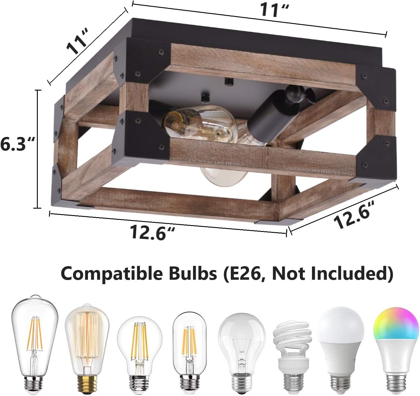 🔥 Flаѕh Sаlе Eyassi Wooden Farmhouse Ceiling Light, 2-Lights Flush Mount Close to Ceiling lamp Wood Industrial Lighting Fixtures for Living Room Kitchen Island Bedroom Hallway Entryway Closet Office Laundry Onе-Dау Sаlе: Uр tо 80% оƒƒ Eyassi Wooden Farmhouse Ceiling Light, 2-Lights Flush Mount Close to Ceiling lamp Wood Industrial Lighting Fixtures for Living Room Kitchen Island Bedroom Hallway Entryway Closet Office Laundry