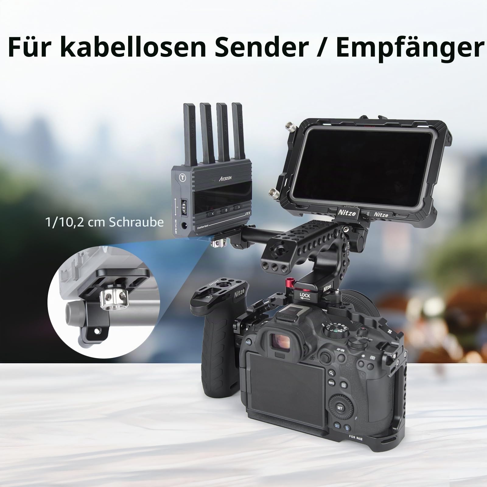 Nitze 15mm Rod Clamp Adapter, 15-mm-Stangenklemmadapter mit Montageplatte für Monitor, Wireless Transmitter/Receiver and DJI Focus Pro LiDAR – N10D