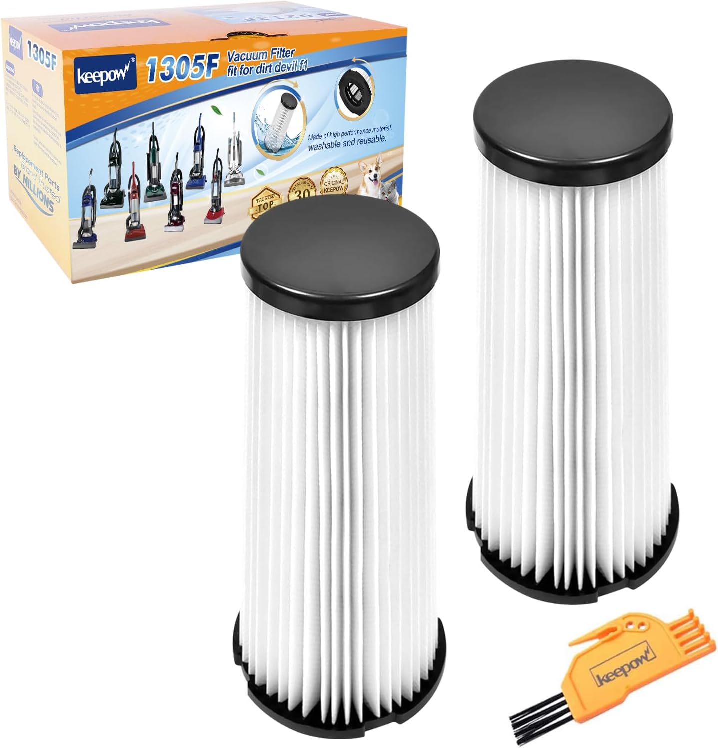 Product image of KEEPOW Filter Replacement for Dirt Devil, F1 Filter Compatible with Dirt Devil Featherlite Bagless Upright Vacuum, Parts# 2JC0280000, 3-JC0280-000, 2JC0360000 (2 Pack)