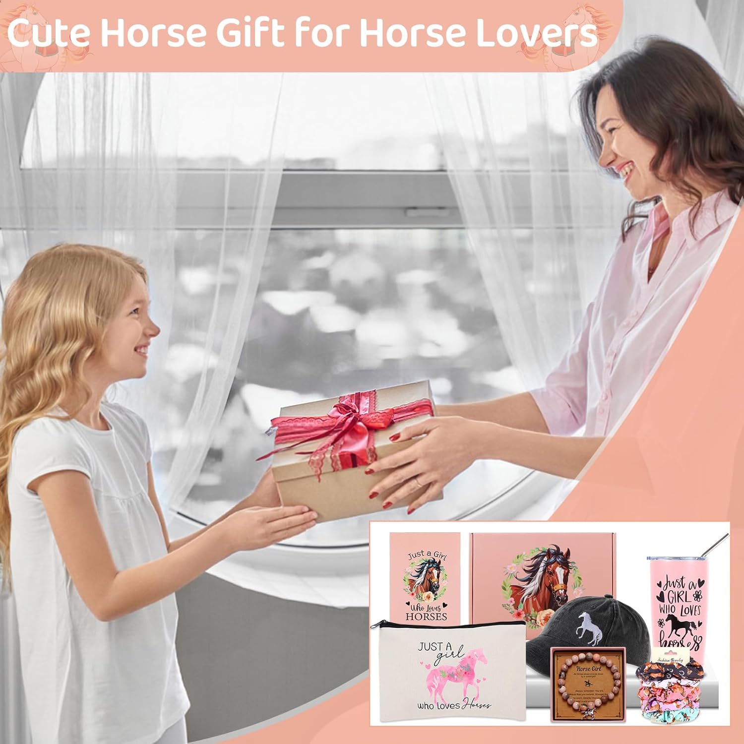 Horse Lover Gifts: Cool Stuff for Women & Men - Horse Tumbler, Makeup Bag, Baseball Hat, Bracelet, Hair Band, Socks, Card for Birthday & Christmas - Image 7