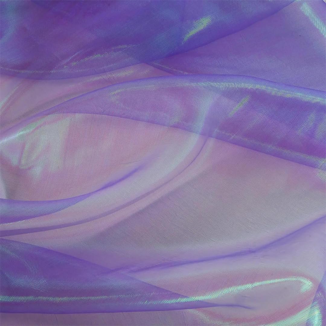 Tissu en organza irisé de haute couture violet pour créations de robes de mariée élégantes