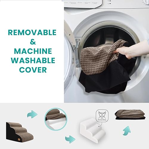 Miniatura 7 de Escaleras para perros para cama alta, rampas de 3 escalones para perros pequeños, escaleras para perros a la cama, escaleras para mascotas para