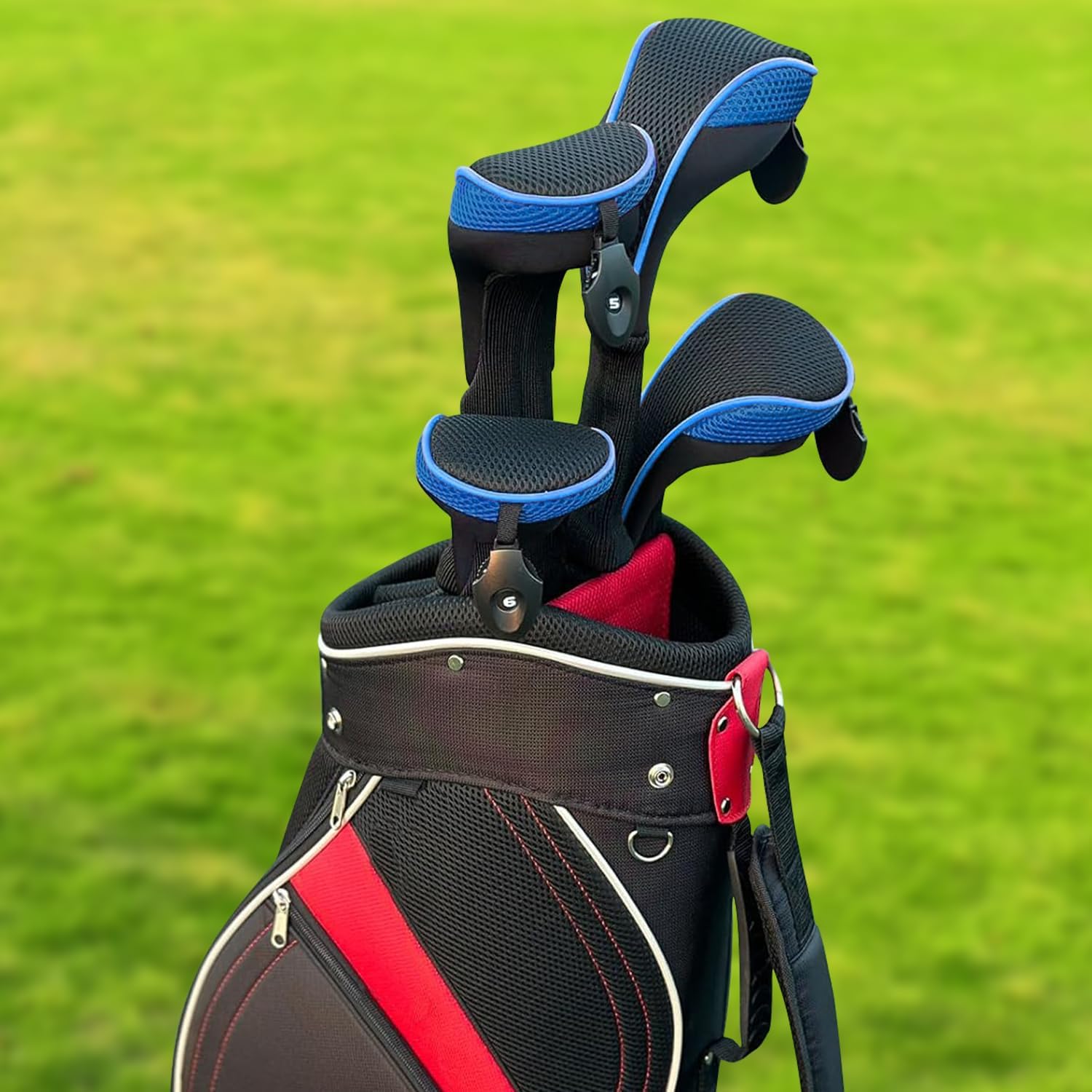 Golf Club Head Covers for Driver Fairway Hybrid(UT) Woods 3/4/5 Set, Golf Club Headcovers Set with Interchangeable No. Tags 3 4 5 7 X Golf Accessories for Men Women