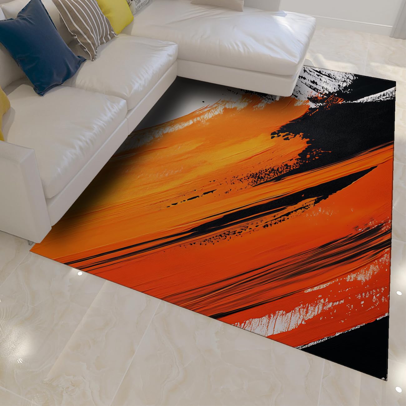 Tapis abstrait Art Deco lignes fluides | Tissage contemporain chic