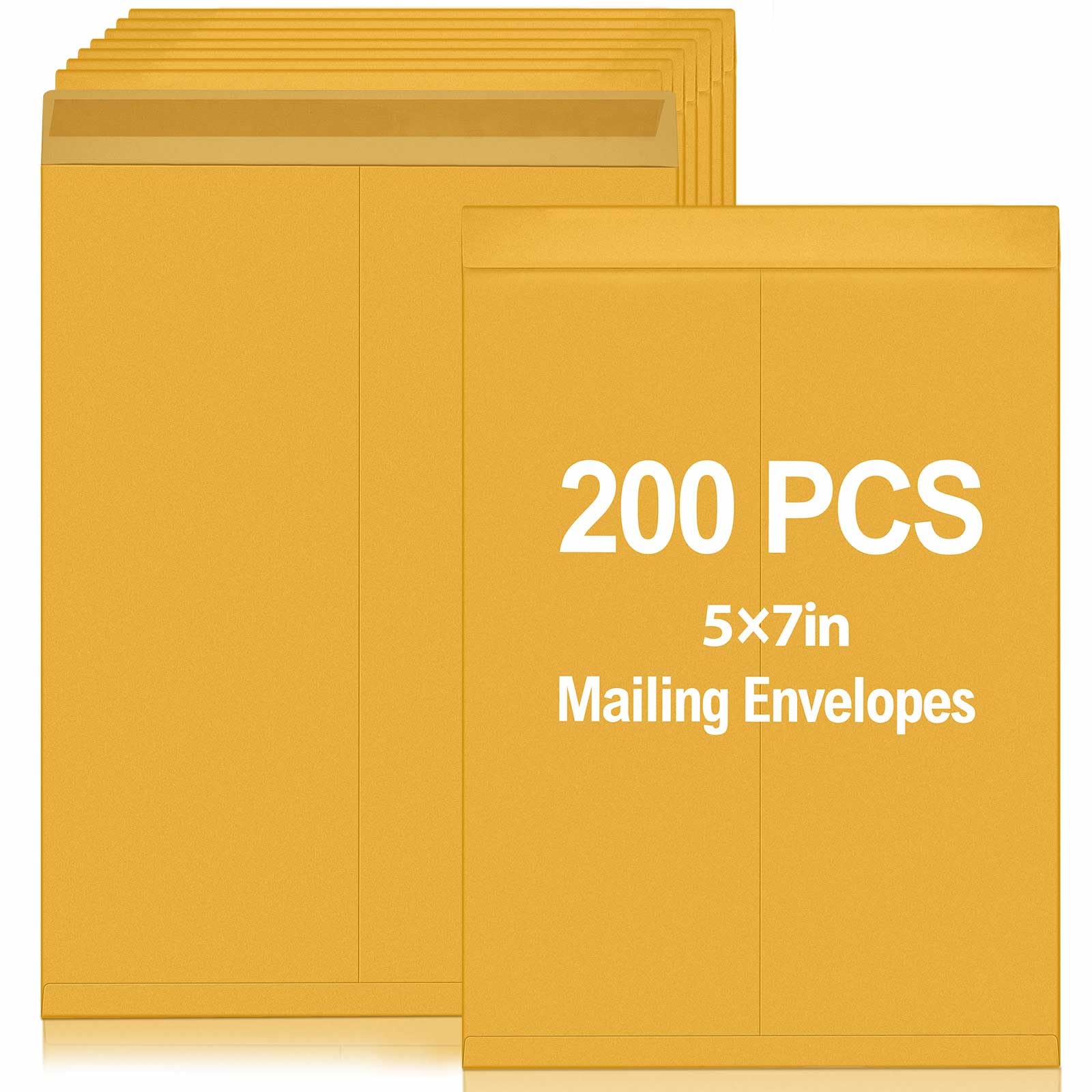 200 Pcs 5 x 7 Inch Yellow Manila Envelopes with Peel &amp; Seal Closure, Small Self Adhesive Kraft Catalog Envelopes Open End Bulk for Mailing, Storing, Invitations, Greeting Cards, School Office Business