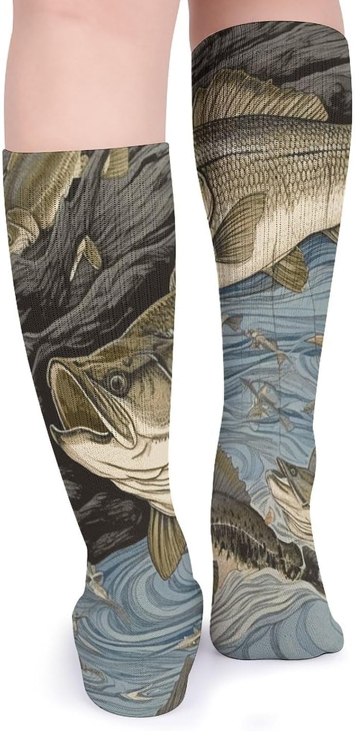 5-Pack Knee High Socks, 15.7 Inch Breathable Casual Socks Fishing Stockings for Men Women