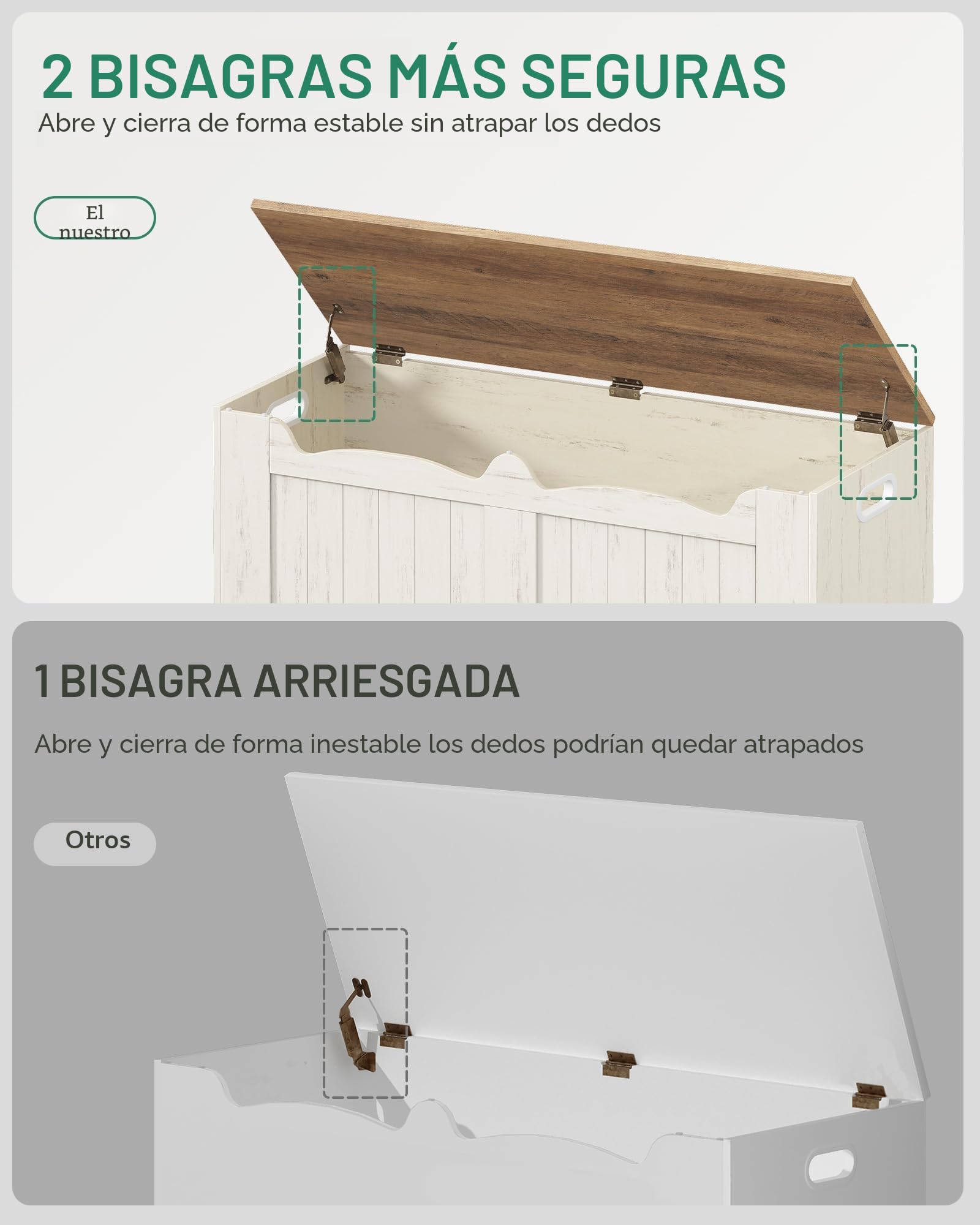 Hzuaneri Banco Almacenaje, Banco Zapatero de Entrada, Puff Almacenaje, fácil de Montar, Buena Capacidad, para Entrada de Asiento, para Pasillo, Dormitorio, salón, 40 x 100 x 48 cm, Blanco y Marrón