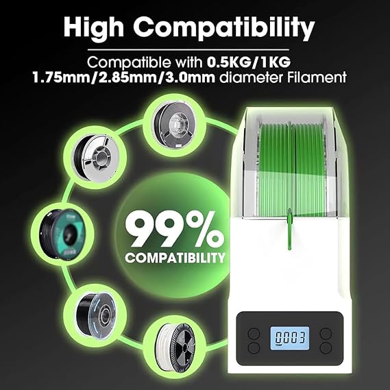 3D Printer Filament Dryer Box, Filament Storage Box, Keep Filament Dry During 3D Printing, Adjustable Temperature & Timing, Compatible with 0.5kg /1kg 1.75mm /2.85mm /3.00mm Filament