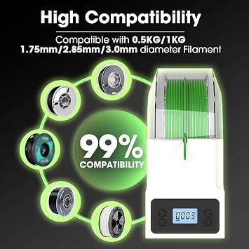 3D Printer Filament Dryer Box, Filament Storage Box, Keep Filament Dry During 3D Printing, Adjustable Temperature & Timing, Compatible with 0.5kg /1kg 1.75mm /2.85mm /3.00mm Filament