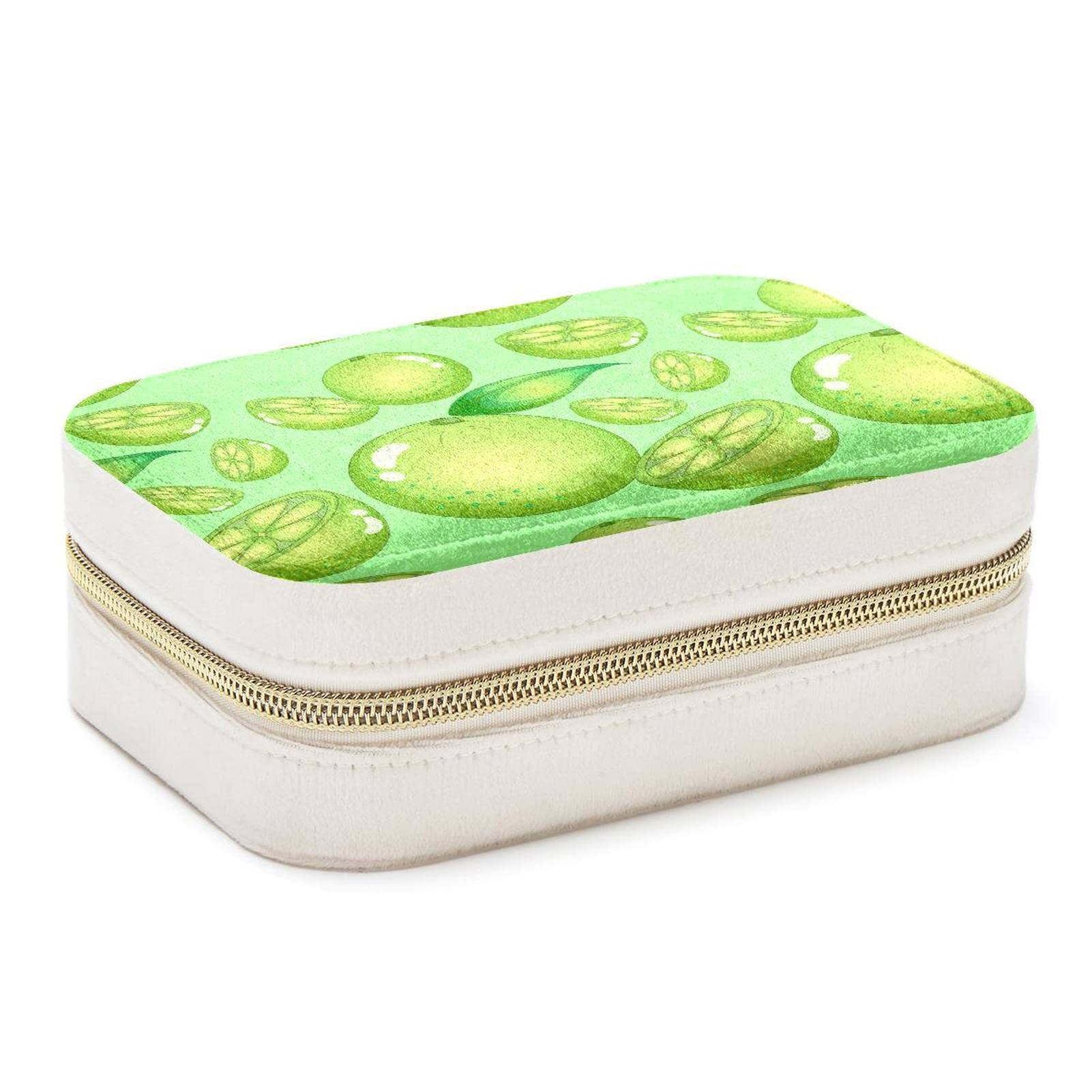 Boîte à bijoux de voyage motif citron vert pour bagues et filles
