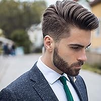 Vista 8 de Peluca de cabello humano tipo tupé de repuesto para hombre, con encaje frontal suizo, parte superior con base de encaje y poliuretano alrededor