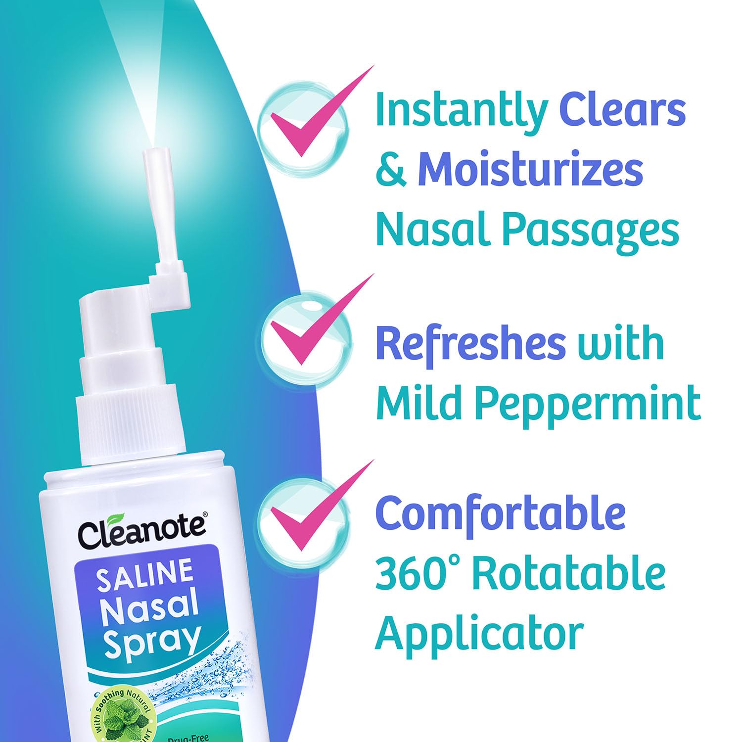 Cleanote Saline Nasal Spray with Natural Mint. Daily Use/Congestion, 100 mL — Amazon image 2
