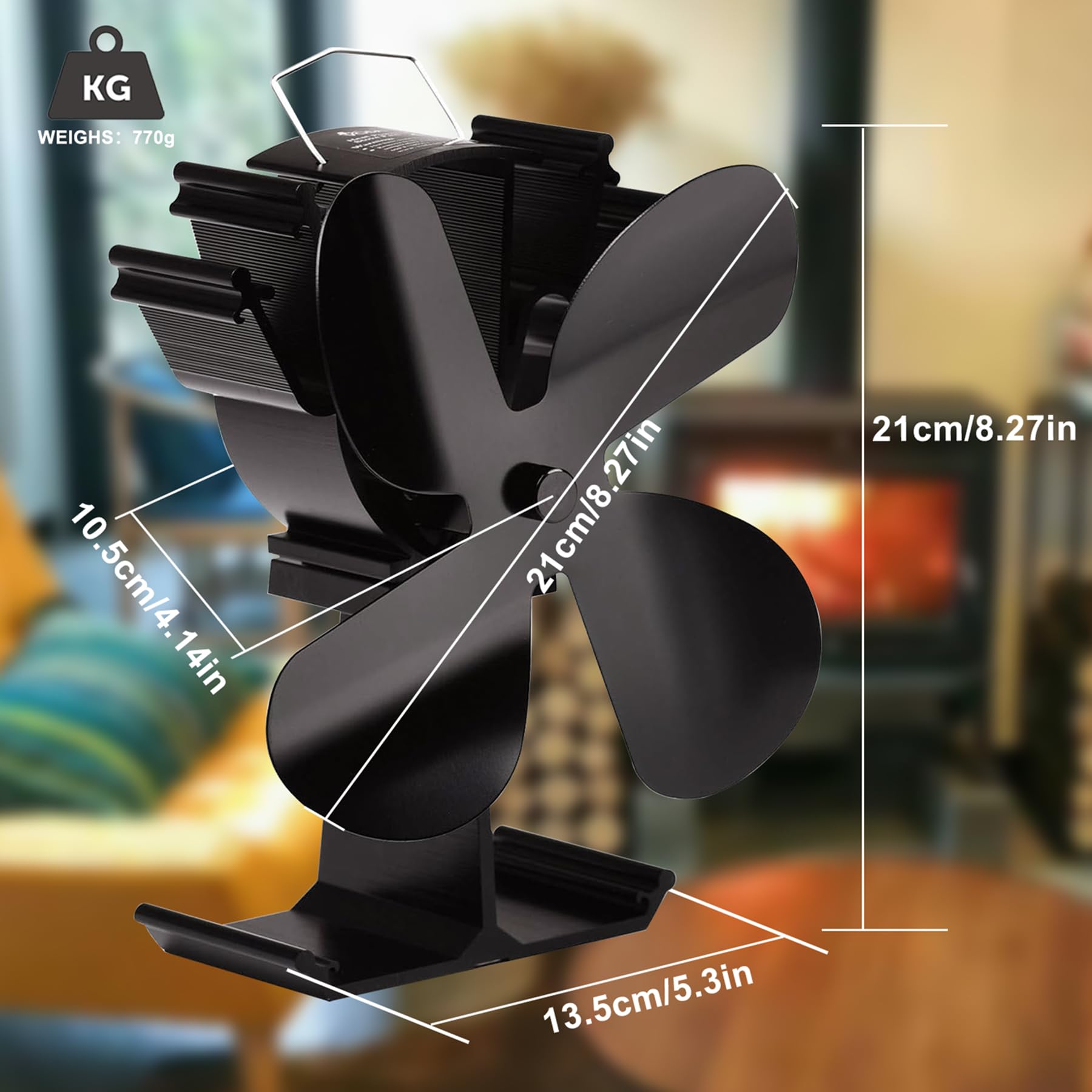 Ventilatore Per Stufa A Legna HoTaTa - Senza Elettricità, Con Termometro, Diffusore Calore - Foto 9