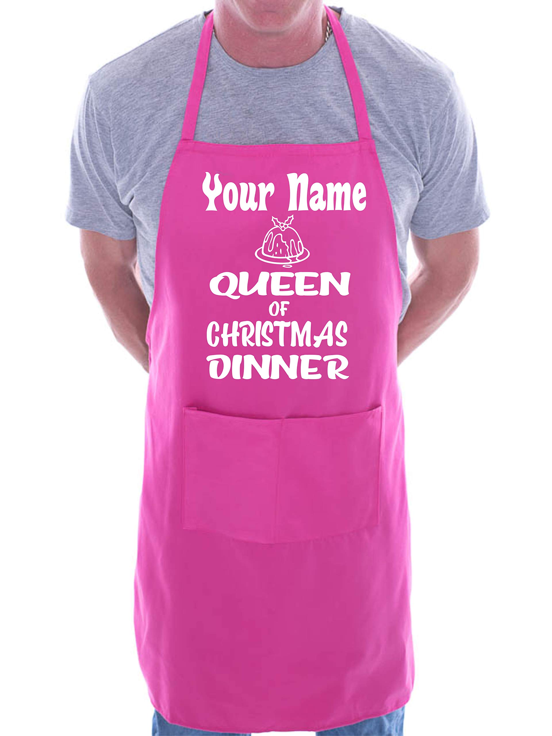 Print4u Pink Your Name Queen Of Christmas Dinner Personalised Chef Bbq Apron