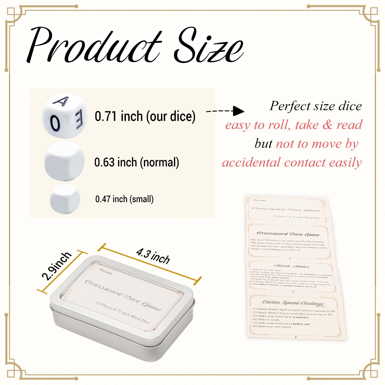 12 Pcs The Crossword Solitaire Game in White with Tin Box & Velvet Bag, Large Spelling Letter Dice Game for Adults, Travel & Game Night - Image 4