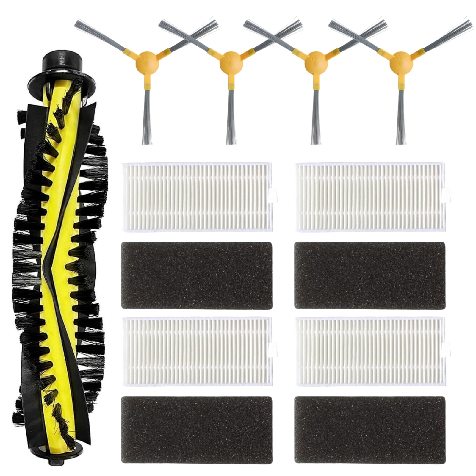 Replacement Parts for Tesvor X500 Pro, M1, T8, S6 / Neatsvor X500, X600 Robot Vacuums, 1 Main Brush, 4 HEPA Filters, 4 Side Brushes, Accessories Kit