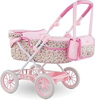 Vista 8 de Corolle Cochecito de muñeca de bebé para niñas, cochecito de bebé plegable de juguete para muñecas con diseño de carro, cochecito rosa