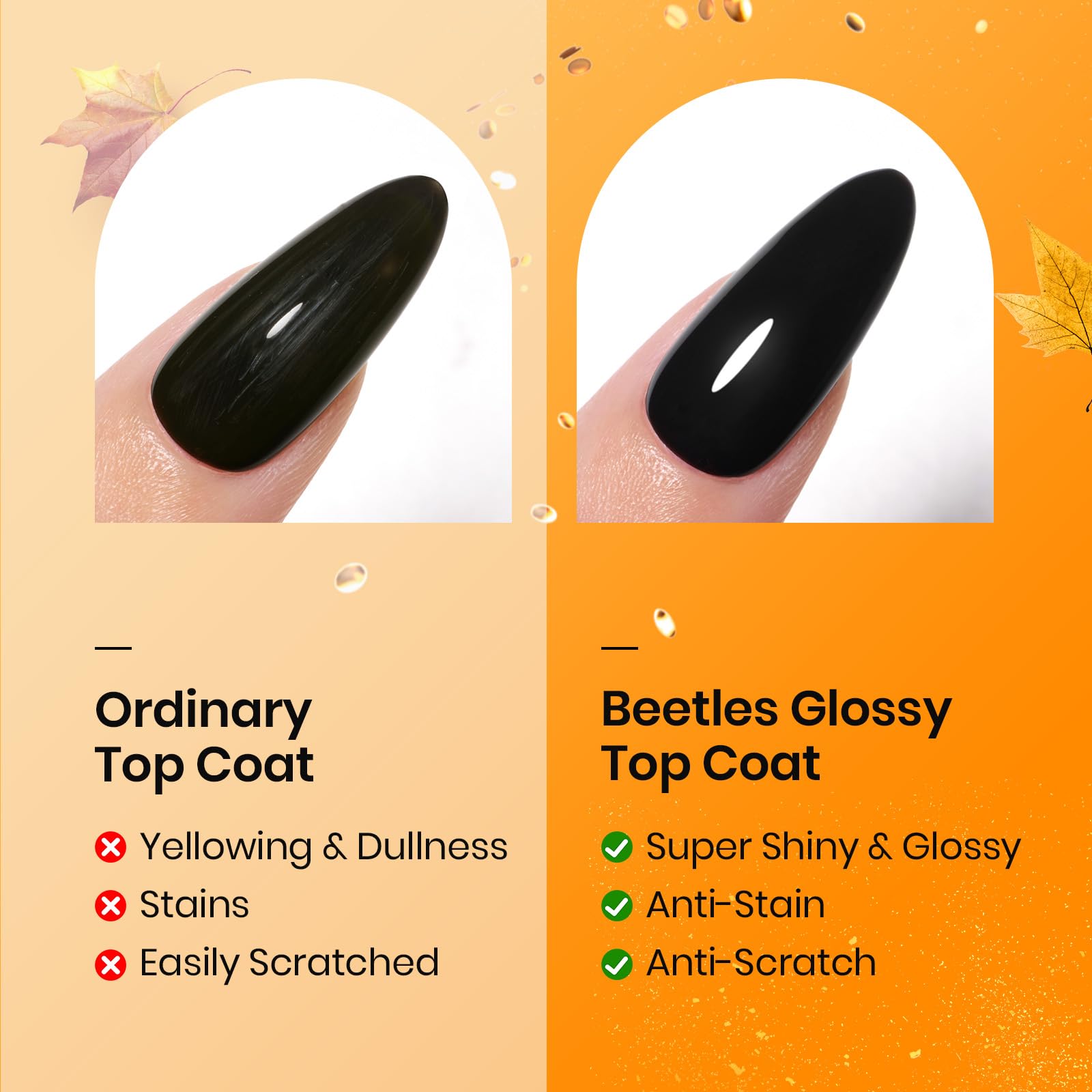 Beetles - Juego de 2 capas base y capa superior de 0.5 onzas líquidas, acabado de gel extra brillante que no se limpia, esmalte de gel semipermanente para manicura de Halloween 3