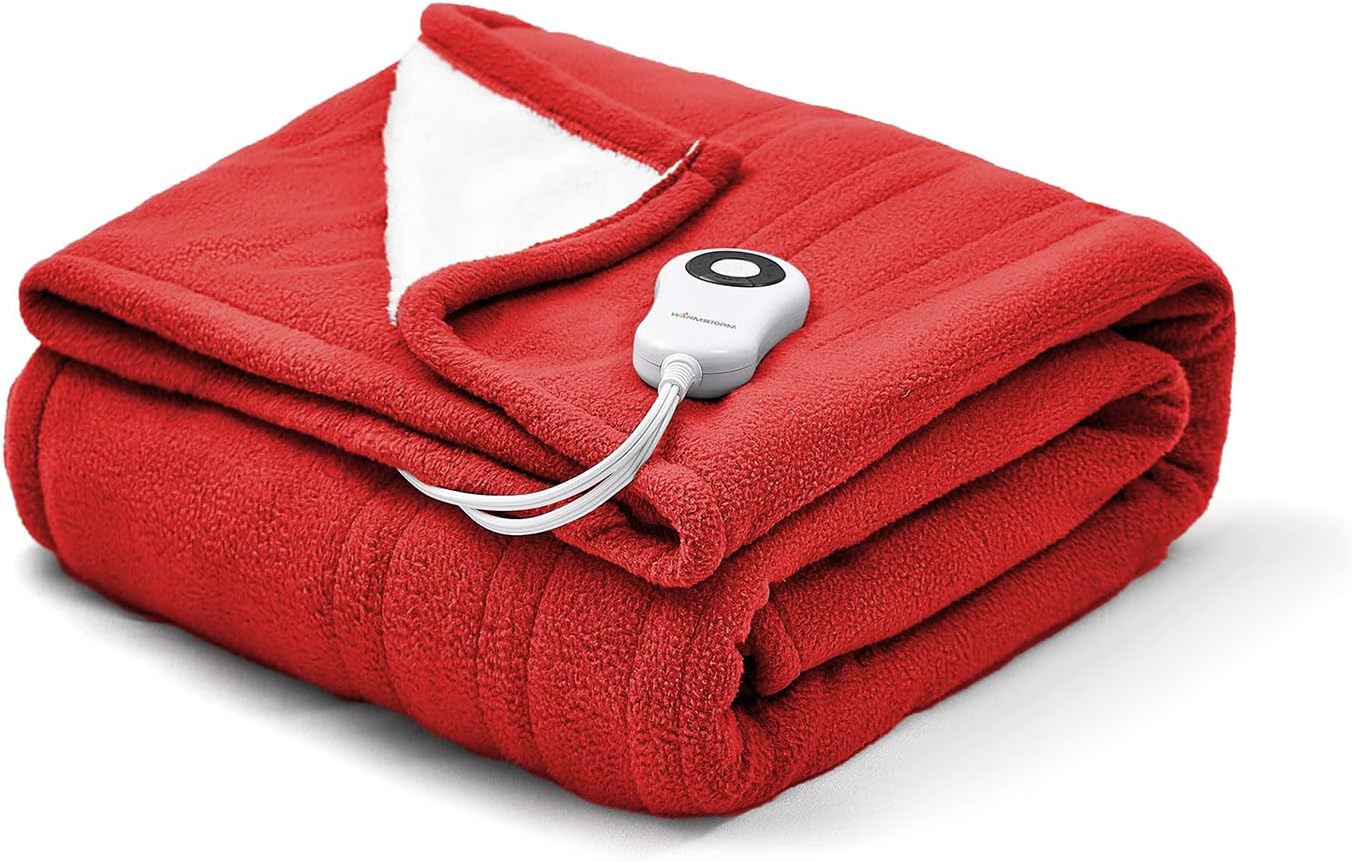 Warm Storm Heated Throw Blanket 50 x 60 Inch,Ultra Soft Red Polar