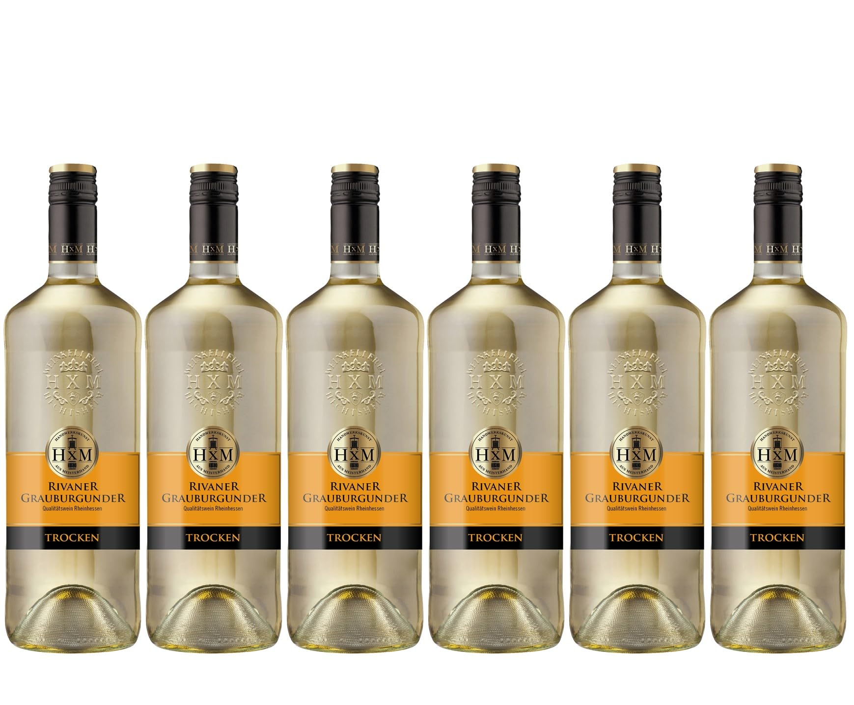 HXM - Weißwein, Rivaner Grauburgunder Qualitätswein Rheinhessen (6 x 1 l)