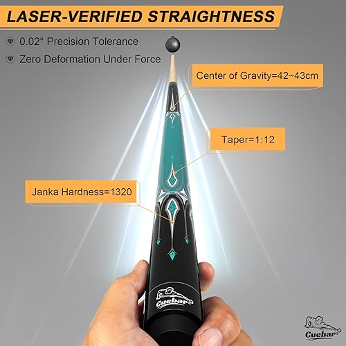 Miniatura 3 de Juego de 2 palos de piscina para adultos, 2 tacos de piscina de 58 pulgadas para mesa de billar, punta de 0.512 in, diseño de patrón geométrico,